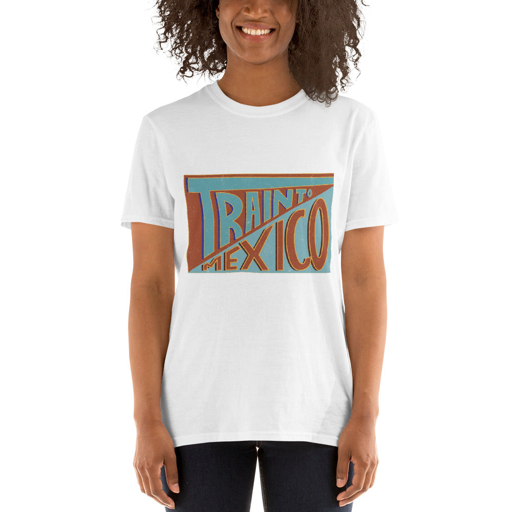Train To Mexico Tshirt - Unisex T-Shirt Orange&Blue